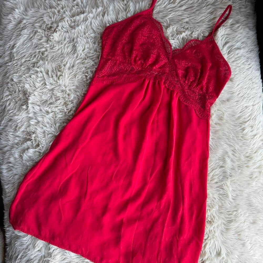 INC International Concepts Lace and Chiffon Lingerie Dress Red size Medium NWT